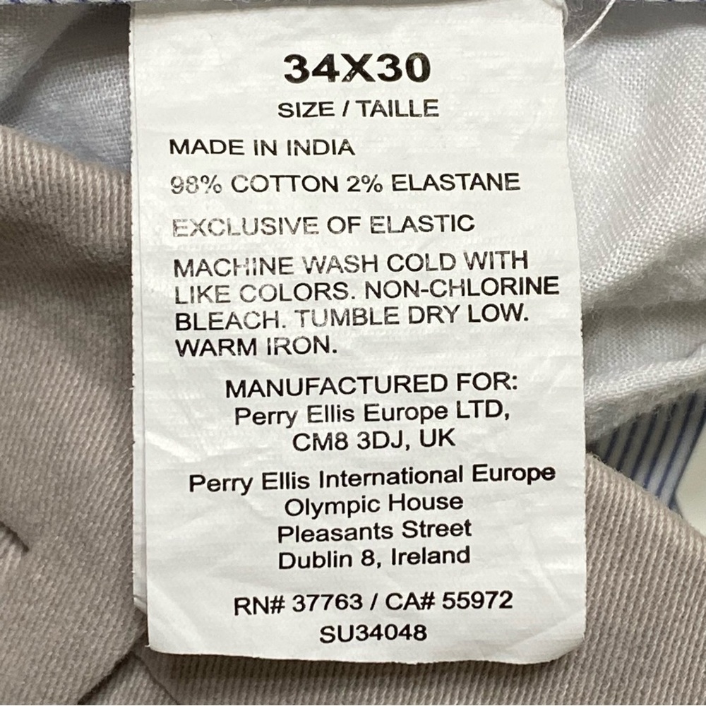 Savane Alabaster Gray Beige Chino Pants 34x30 Flat Front Stretch NWT - Picture 7 of 8